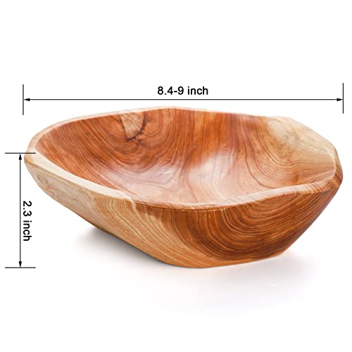 ZENFUN Wood Root Crafts Bowl, Natural Carved Wooden Bowl Fruit Salad Serving Bowl, Handmade Storage Bowl for Candy, Bread, Snacks, 7.8''-9.5'' Diameter