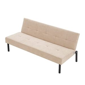 panana convertible sofa bed modern folding recliner futon sofa for small living room, cream