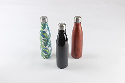 Mfhzwjuan-17 Oz Stainless Steel Vacuum Insulated Water Bottle - Reusable Metal Water Bottle -24 Hours Cold, 12Hours Hot - Double Wall Cola Shape - Leakproof Sports Bottle - Black