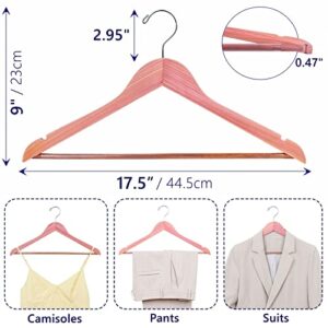 Amber Home American Red Cedar Hangers 30 Pack, Smooth Finish Wood Coat Hangers for Suit Shirt, Aromatic Cedar Clothes Hangers with Swivel Hook & Notches for Dress, Jacket, Pants (Cedar,30)