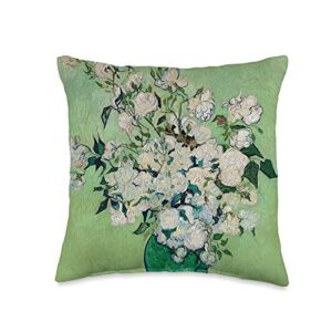 masterpiececafe vincent van gogh art collection still life roses in a vase by vincent van gogh throw pillow, 16x16, multicolor