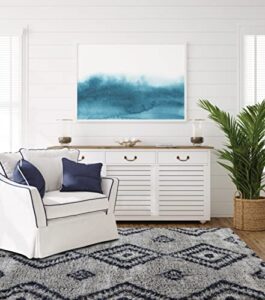 nautica puffy rug – fez motif | modern home décor | premium shag accent rug |measures 3' x 5' | navy and grey