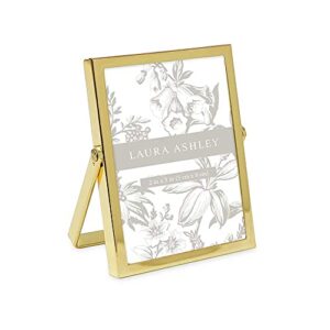 laura ashley 2x3 gold flat metal picture frame (vertical) with pull-out easel stand, made for tabletop, counterspace, shelf and desk (2x3, gold)