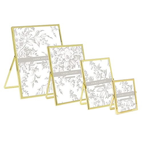 Laura Ashley 2x3 Gold Flat Metal Picture Frame (Vertical) with Pull-Out Easel Stand, Made for Tabletop, Counterspace, Shelf and Desk (2x3, Gold)