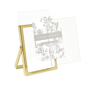 Laura Ashley 2x3 Gold Flat Metal Picture Frame (Vertical) with Pull-Out Easel Stand, Made for Tabletop, Counterspace, Shelf and Desk (2x3, Gold)