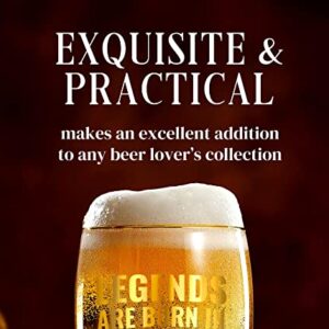 Unique Birthday Gifts for Men, Husband, Him, Funny Beer Glass for Dad, Brother, Boyfriend, Son, Uncle, 15 oz, Legends are Born in February
