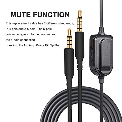 Adhiper A40 Replacement Cable with Mute Function Compatible with Astro A10 A40 A30 A50 Cable, Compatible with Xbox One Play Station 4 PS4 Headphone Audio Extension Cable (2M)