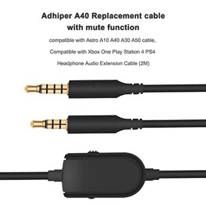 Adhiper A40 Replacement Cable with Mute Function Compatible with Astro A10 A40 A30 A50 Cable, Compatible with Xbox One Play Station 4 PS4 Headphone Audio Extension Cable (2M)