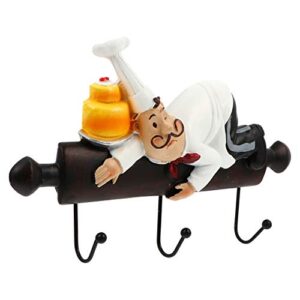 yarnow chef wall hanger fat chef decor bakery decorative chef with bread figurine wall hooks keys coats aprons utilities hook chef wall art for kitchen living room wall decor