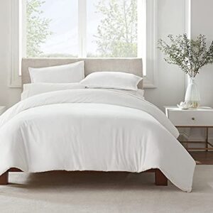 serta simply clean ultra soft hypoallergenic stain resistant 3 piece solid duvet cover set, white, king