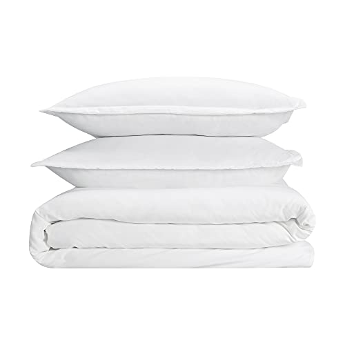 SERTA Simply Clean Ultra Soft Hypoallergenic Stain Resistant 3 Piece Solid Duvet Cover Set, White, King