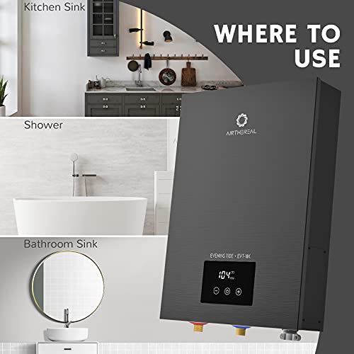 Airthereal Electric Tankless Water Heater 18kW, 240Volts - Endless On-Demand Hot Water - Self Modulates to Save Energy Use - Small Enough to Install Anywhere - for 2 Showers, Evening Tide series