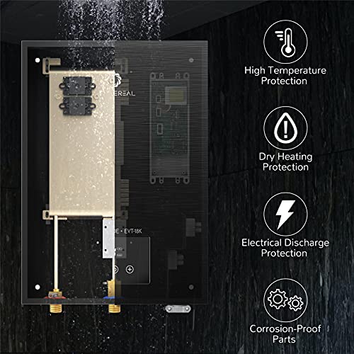 Airthereal Electric Tankless Water Heater 18kW, 240Volts - Endless On-Demand Hot Water - Self Modulates to Save Energy Use - Small Enough to Install Anywhere - for 2 Showers, Evening Tide series