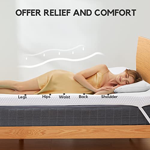 Marsail 3 Inch Gel Memory Foam Mattress Topper for Cooling Sleep, Premium Bed Topper with Non-Slip Removable Soft Cover, CertiPUR-US Certified, Full, White