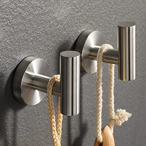 Alise Towel Hook Bathroom Single Robe Hooks Wall Mount Towel Holder Hanger Storage,SUS304 Stainless Steel Brushed Nickel Pack of 2