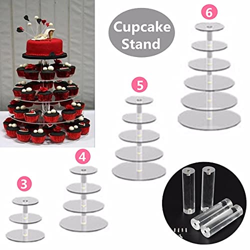 ZXJJ 3/4/5/6 Tier Clear White Round Cup Cake Stand Acrylic Cupcake Stand Supplies Display Tower Wedding Birthday Party Decoration (7 Tiers)