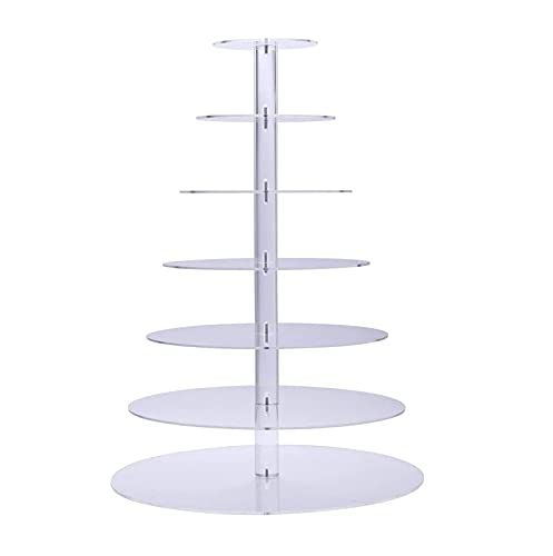 ZXJJ 3/4/5/6 Tier Clear White Round Cup Cake Stand Acrylic Cupcake Stand Supplies Display Tower Wedding Birthday Party Decoration (7 Tiers)