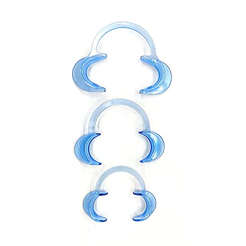 Impressive Smile Dental Cheek Retractor Mouth Opener for Teeth Whitening Clear Blue C-Shape (Size S, M, L Pack of 3)