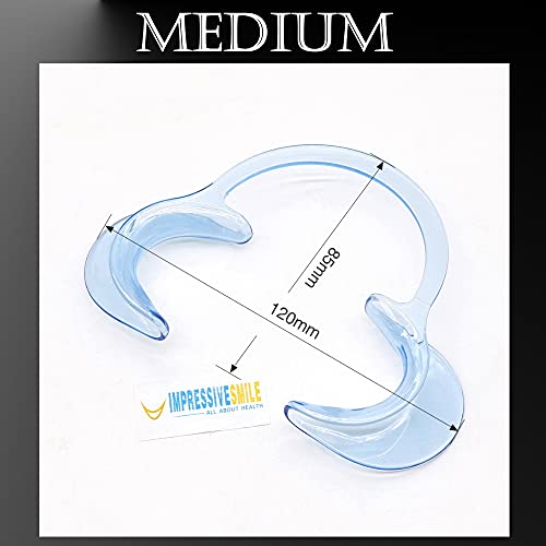 Impressive Smile Dental Cheek Retractor Mouth Opener for Teeth Whitening Clear Blue C-Shape (Size S, M, L Pack of 3)