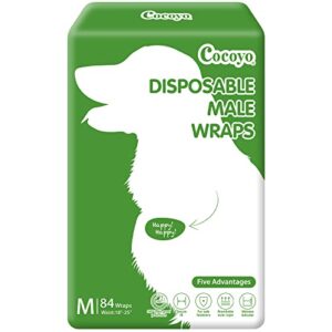 cocoyo disposable male dog wraps, medium size, 84 count, super absorbent, breathable, wetness indicator