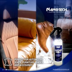 Nanotech Surface Solutions Leather Shield - Leather Conditioner & Sealer - SiO2 & Wax Blend for Use on Car Interiors, Leather Apparel, Shoes, Boots, Bags, Furniture & More - 8 Oz.