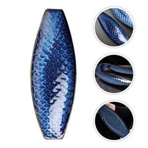 Cabilock Fish Shaped Plate Fish Dish Ceramic Serving Platter Decorative Snack Storage Platter for Restaurants Home Kitchen Dark Blue