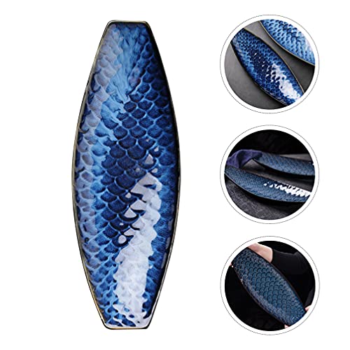 Cabilock Fish Shaped Plate Fish Dish Ceramic Serving Platter Decorative Snack Storage Platter for Restaurants Home Kitchen Dark Blue