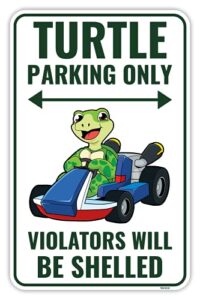venicor turtle parking sign decor - 9 x 14 inches - aluminum - turtle gifts for turtle lovers women - pet turtle tank accessories habitat decorations poster