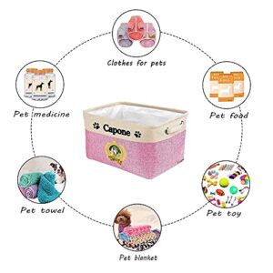 Custom Name Collapsible Dog Toy Storage Basket Bin World's Best Dog Staffie Foldable Pet Toy Box Closet Shelf Baskets Organizer for Bedroom Home Dog Cat with Handles Pink