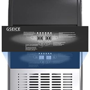 GSEICE Commercial Ice Maker Machine: 100lbs/24H Under Counter Ice Machine with 34lbs Storage Ice Bin, Stainless Steel Small Ice Maker Ideal for Home Coffee Shop Bars & Restaurant