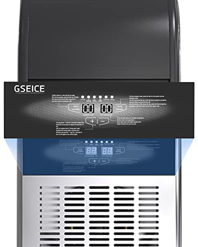 GSEICE Commercial Ice Maker Machine: 100lbs/24H Under Counter Ice Machine with 34lbs Storage Ice Bin, Stainless Steel Small Ice Maker Ideal for Home Coffee Shop Bars & Restaurant