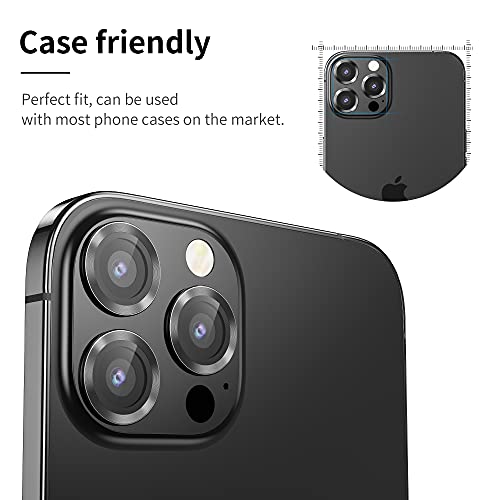 WSKEN [3+1] for iPhone 13 Pro Max (6.7 inch)/ iPhone 13 Pro (6.1 inch) Camera Lens Protector,Anti Scrach HD Tempered Metal Glass Camera Screen Protector Shockproof Cover Film,Graphite