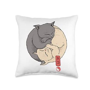 vincent trinidad art yin yang cats throw pillow, 16x16, multicolor