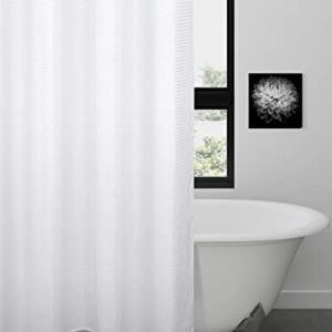 SUMGAR Waffle Weave Shower Curtain Modern White Fabric Hotel Luxury Elegant Polyester Textured Cloth Washable Shower Curtains Set with Hooks for Modern Farmhouse Bathroom 72"x72"