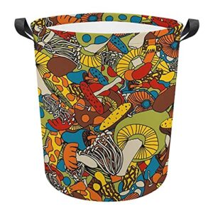 laundry basket 70s psychedelic mushrooms foldable laundry hamper with handles collapsible laundry bucket for toy clothes book