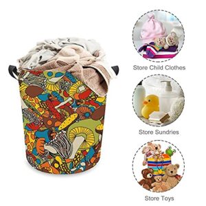 Laundry Basket 70s Psychedelic Mushrooms Foldable Laundry Hamper with Handles Collapsible Laundry Bucket for Toy Clothes Book