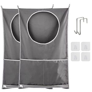 2 Pack Door Hanging Laundry Hamper Bag,Laundry Hamper Bags Collapsible, Over Door Laundry Bag,Large Hamper Clothes Storager for Space Saving Large Laundry Organizer Bag