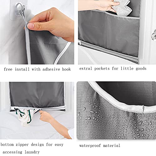 2 Pack Door Hanging Laundry Hamper Bag,Laundry Hamper Bags Collapsible, Over Door Laundry Bag,Large Hamper Clothes Storager for Space Saving Large Laundry Organizer Bag