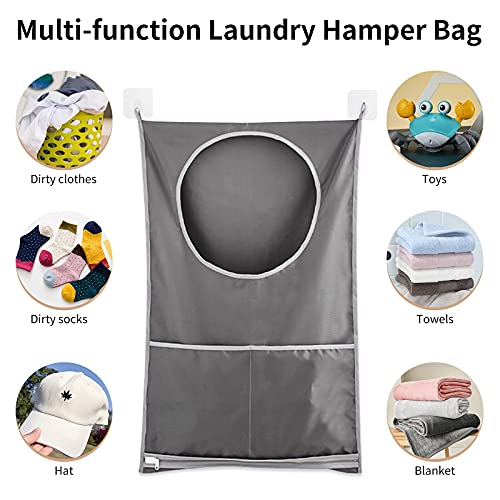 2 Pack Door Hanging Laundry Hamper Bag,Laundry Hamper Bags Collapsible, Over Door Laundry Bag,Large Hamper Clothes Storager for Space Saving Large Laundry Organizer Bag