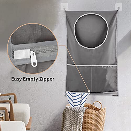 2 Pack Door Hanging Laundry Hamper Bag,Laundry Hamper Bags Collapsible, Over Door Laundry Bag,Large Hamper Clothes Storager for Space Saving Large Laundry Organizer Bag