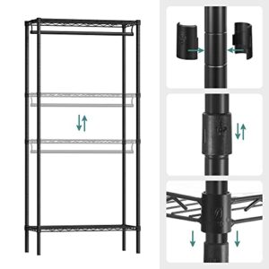 SONGMICS Clothes Rack with Shelves, Garment Rack for Hanging Clothes, Heavy Duty Closet Rack, Steel Portable Closet with Fabric Storage Boxes, Adjustable Shelves, for Bedroom, Black ULGR401B01