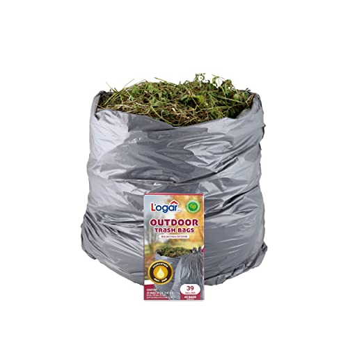 Logar Outdoor garbage bag with gray recycled material. 39 gal. 33 x 40.5 inches.