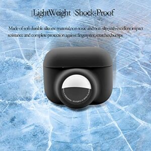 2 in 1 Protective Skin Case Compatible for Airpods Pro and Airtag Case Combo Set, Silicone GPS Tracker Cover Holder, Soft Shock-Proof Anti-Scratch Anti-Lost(Black)