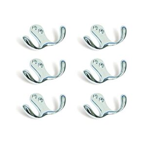 6 Pack Double Prong Coat Hooks Wall Mounted,Hooks for Hanging Coats,Towel Hooks for Pool Area,Wall Hooks for Coat, Bag, Towel, Key, Cap, Cup, Hat