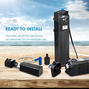 AquaShine JUP-23 Submersible UV Sterilizer for Aquarium - 13W aquarium powerhead with Built in Water and Air Pump - Extra UV Bulb Included - Green Algae Killing Machine.