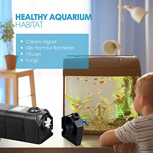 AquaShine JUP-23 Submersible UV Sterilizer for Aquarium - 13W aquarium powerhead with Built in Water and Air Pump - Extra UV Bulb Included - Green Algae Killing Machine.