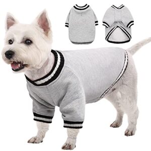 kuoser dog sweater, stretchy pullover fleece dog coat jacket, soft thickening warm pup dog knitwear sweatershirt, windproof winter dog coat apparel outfit with leash hole for small medium dogs cats