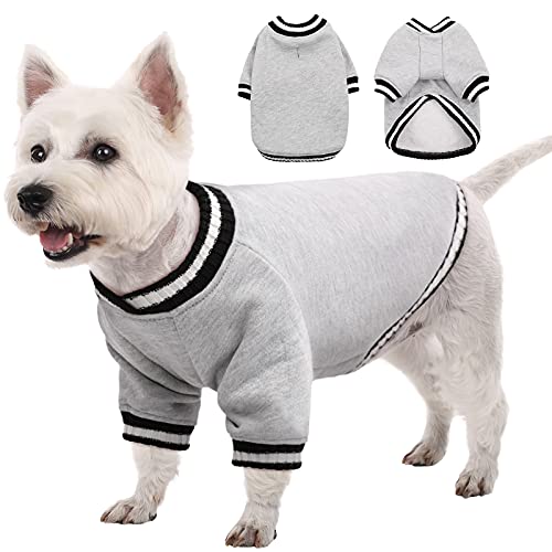 Kuoser Dog Sweater, Stretchy Pullover Fleece Dog Coat Jacket, Soft Thickening Warm Pup Dog Knitwear Sweatershirt, Windproof Winter Dog Coat Apparel Outfit with Leash Hole for Small Medium Dogs Cats