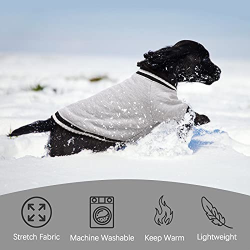 Kuoser Dog Sweater, Stretchy Pullover Fleece Dog Coat Jacket, Soft Thickening Warm Pup Dog Knitwear Sweatershirt, Windproof Winter Dog Coat Apparel Outfit with Leash Hole for Small Medium Dogs Cats