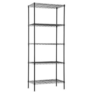 paylesshere 14" d×24" w×60" h wire shelving unit metal commercial shelf with 5 tier layer rack strong steel for restaurant garage pantry kitchen garage，black